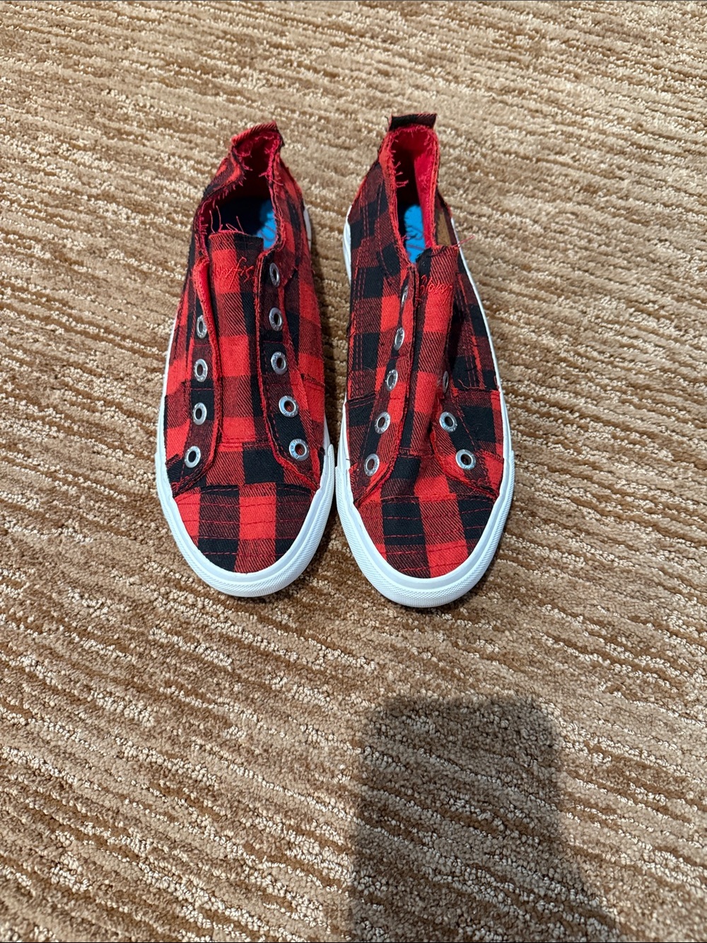 Blowfish Red and Black Plaid Slip-On Kids Sneakers